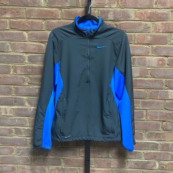 Nike Grey & Royal Dri-Fit Quarter Zip Lightweight Pullover - Picture 2 of 8